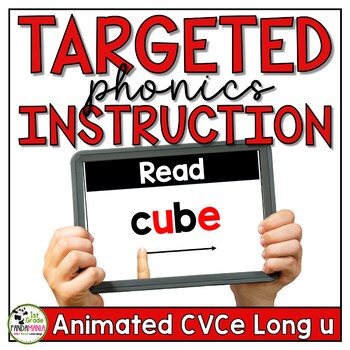 Preview of CVCe Long u Phonics Instruction & Centers PowerPoints & Videos SOR Aligned