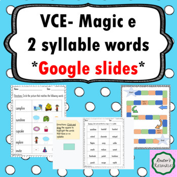 Preview of VCE (Magic e) 2 Syllable Word Work with Interactive Google Slides