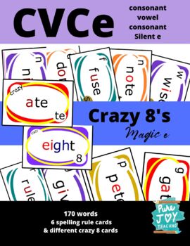 Preview of CVCe Magic e Crazy 8 Game Word families & Spelling Rules