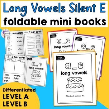 Preview of CVCe Phonics Unit Booklets | Long Vowel Silent E Mini Book