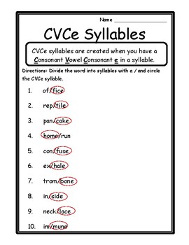 language arts activity cvce syllables worksheet cvce syllable worksheets