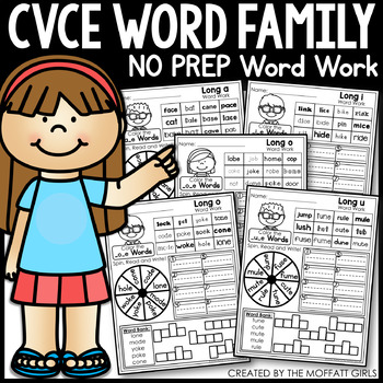 Preview of CVCe Word Family Word Work