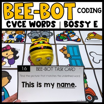 Preview of Bee Bot Printables CVCe Words with Pictures Robotics Coding Activities Bots Mat
