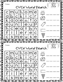 CVCe Word Search by Elisa Pena | TPT