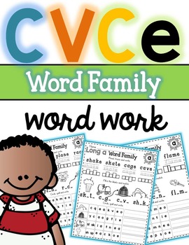 Preview of CVCe Long Vowel Words Worksheets Distance Learning