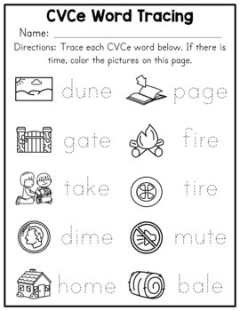 matching phonics worksheet Little Word CVCe Learners by  Amanda's Worksheets  TpT