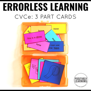 Preview of CVCe Words 3 Part Cards | Low Prep Phonics Task Cards Centers
