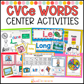Preview of CVCe Words Phonics Center Activities and Games for Kindergarten or First Grade