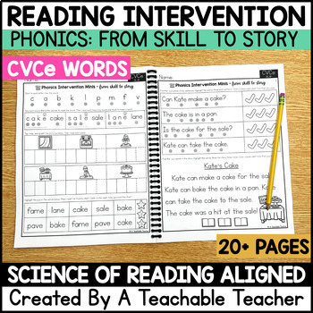 Preview of CVCe Words - Words with CVCe - Worksheets for Reading Intervention