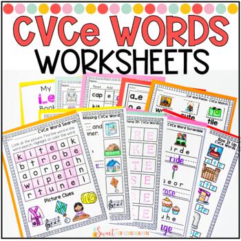 Preview of CVCe Words Phonics Worksheets | Silent e | Bossy e