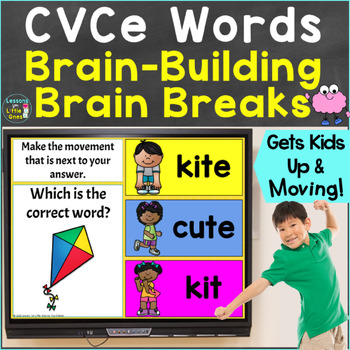 Preview of CVCe Words with Brain Breaks, Movement for Google Slides & PowerPoint