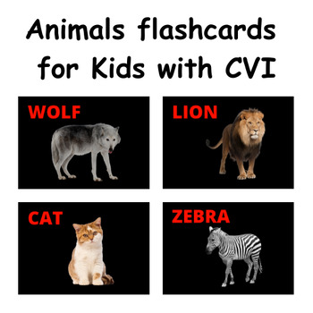 Preview of CVI; Animals flashcards for CVI :High contrast & bright colors(Red)