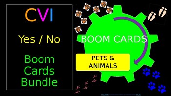 Preview of CVI Boom Cards Bundle Set - PETS & ANIMALS THEME - 30 PK - High Contrast Cards