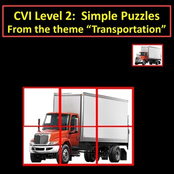 Preview of CVI 12 Transportation Simple Digital Puzzles for LowVision, Autism, OT, MD