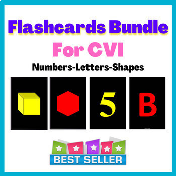 Preview of CVI; Flashcards Bundle|Letters|Numbers|Shapes|Special Education|Printable cards 
