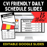 Preview of CVI Friendly Daily Agenda Slides {Schedule pages, group slide, daily greetings}
