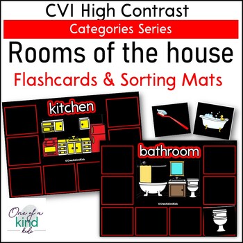 Preview of CVI Rooms of the House Flashcards with Sorting Mats
