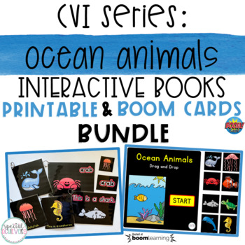 Preview of CVI Series Ocean Animals Interactive Books BUNDLE | Printable and BOOM Cards