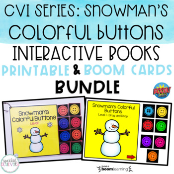 Preview of CVI Series Snowman's Colorful Buttons Books BUNDLE | Printable and BOOM