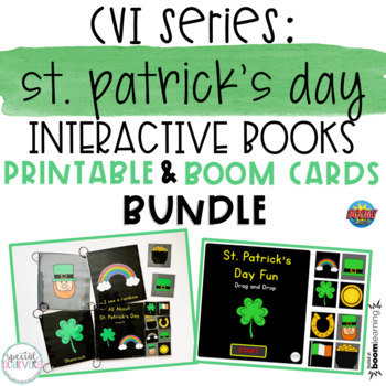 Preview of CVI Series St. Patrick's Day Interactive Books BUNDLE | Printable and BOOM Cards