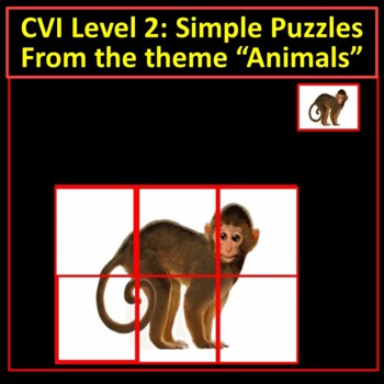 Preview of CVI 12 Simple Animal Digital Puzzles for Autism, OT, MD, Early Intervention