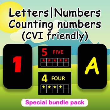 Preview of CVI friendly Letters + Numbers +Counting Numbers Bundle Pack