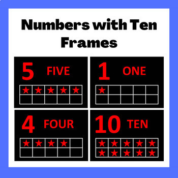 Preview of CVI friendly counting numbers with ten frames;Red color;Special needs education