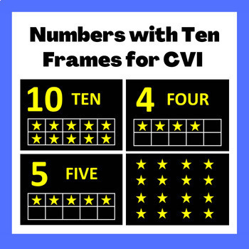 Preview of CVI friendly counting numbers with ten frames;Yellow;Special needs education