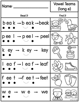 CVVC Successive Blending Pages | Vowel Teams & Diphthongs Worksheets