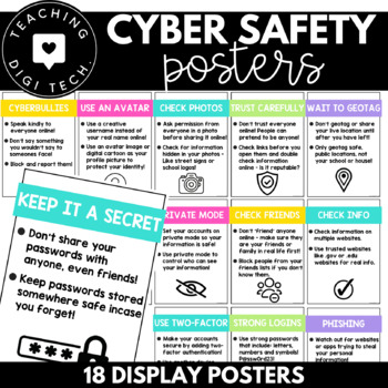 Preview of CYBER SAFETY Poster | Internet Safety Poster | Cyber Security Poster | DISPLAY