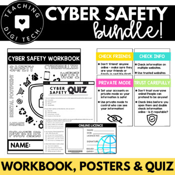 Preview of CYBER SAFETY WORKSHEET BUNDLE | Internet Safety Activities | esafety printables