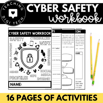 Preview of CYBER SAFETY Workbook | Internet Safety Worksheets ks2 | 16+ e safety worksheets