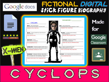 Preview of CYCLOPS - Fictional Digital Stick Figure Research Activity (GOOGLE DOCS)
