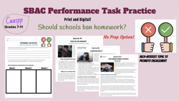 Preview of Caaspp SBAC Performance Task Practice Distanced Learning No Prep