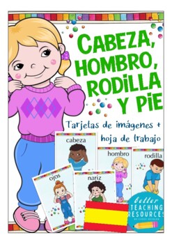 Preview of Cabeza, hombro, rodilla y pie flash cards / worksheet - SPANISH / Español
