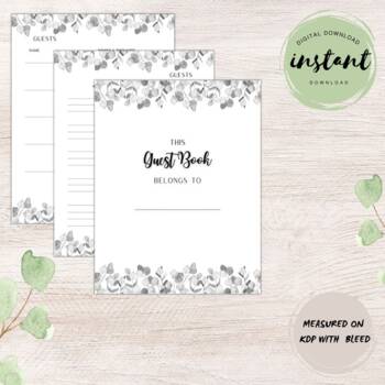 Guest Book KDP Interiors Template, Guestbook Printable PDF Pages