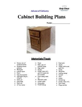 Preview of Cabinet Building Plans Advanced High School
