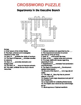 Cabinet Crossword Puzzle by Surviving Middle School While Maintaining