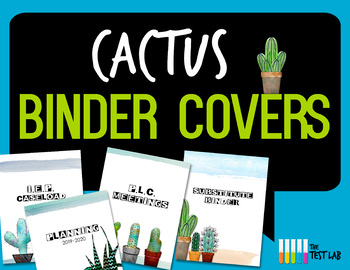 Preview of Cactus Binder Cover Printables Succulent Theme Personalized Editable Custom