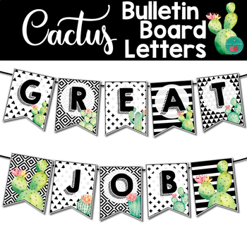Preview of Cactus Bulletin Board Letters Printable