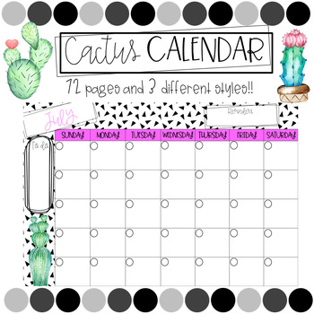 Cactus Calendar by Confetti and Creativity | Teachers Pay Teachers