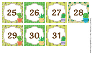 cactus calendar numbers by pink posy paperie teachers pay teachers