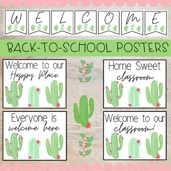 Preview of Cactus Classroom Bulletin - 4 Back-to-School Posters - Everyone is Welcome Set