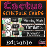 Cactus Classroom Decor Editable Schedule Cards