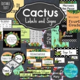 Cactus Classroom Decor - Editable Signs and Labels