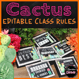Cactus Classroom Decor Rules Editable