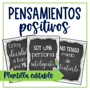 Preview of Cactus Classroom Decor Spanish Positive Affirmations/ Pensamientos positivos