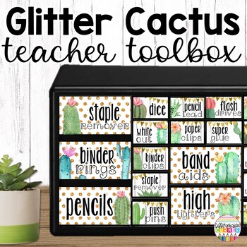 Preview of Cactus Classroom Decor Teacher Toolbox Labels Editable Succulent or Plant Class
