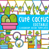 Cactus Classroom Decor Templates and Labels