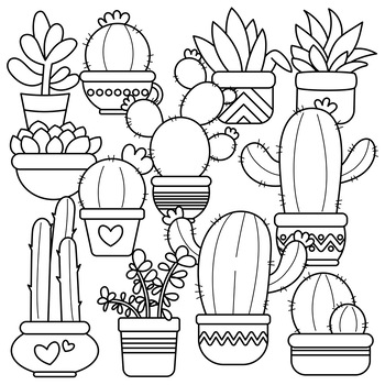 Cactus Clipart - Succulent Clip Art - Commercial Use OK by PixelYum